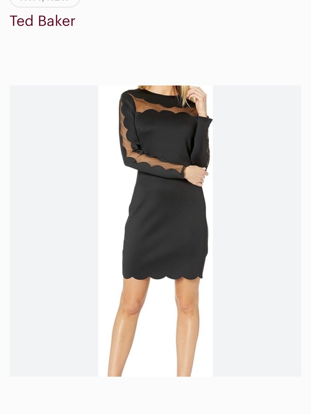 Ted Baker Black Scallop-Edge Long Sleeve Dress